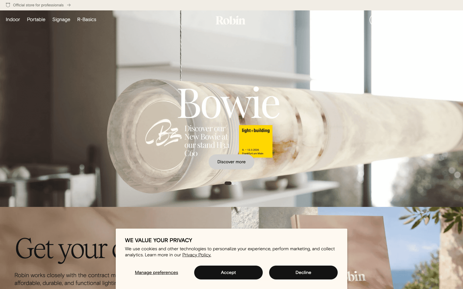 Robin Lamps — Iluminación decorativa con tienda profesional B2B y multidioma